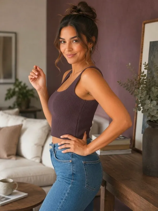 Blacksmith_Women's_&_Girls'_Deep_Taupe_Sleeveless_Knitted_Solid_Square_Neck_Tank_Top_/_Crop_Top