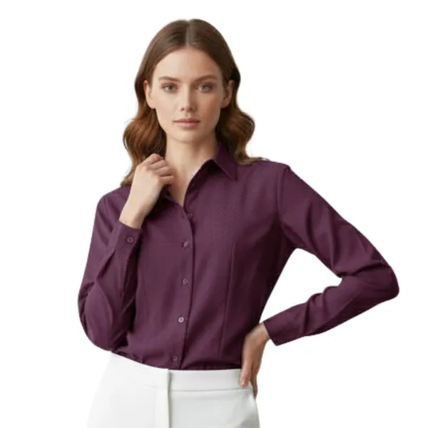 BLACKSMITH_Purple_Textured_Button_Down_Formal_Office_Shirt_for_Women_|_Women_Stylish_Western_Tops