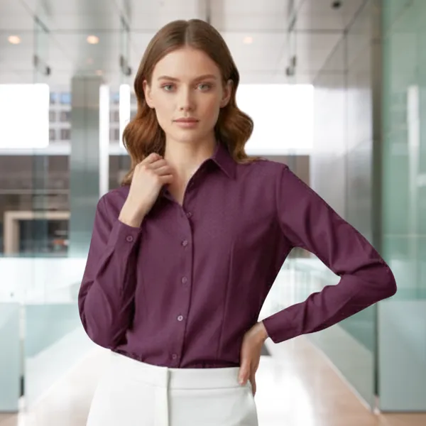 BLACKSMITH_Purple_Textured_Button_Down_Formal_Office_Shirt_for_Women_|_Women_Stylish_Western_Tops