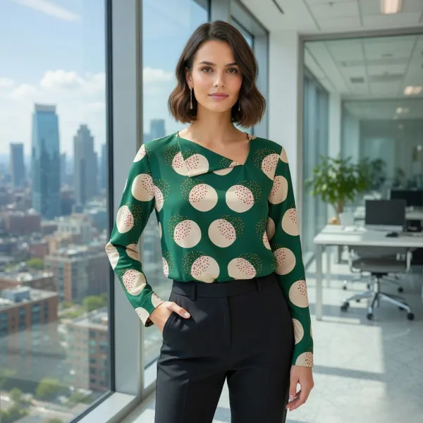 BLACKSMITH_Lunar_Speckle_Asymmetrical_Formal_Office_Shirt_for_Women_|_Women_Stylish_Western_Tops