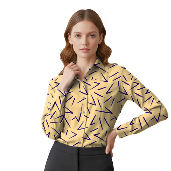 BLACKSMITH_Yellow_Vertex_Line_Printed_Button_Down_Formal_Office_Shirt_for_Women_|_Women_Stylish_Western_Tops