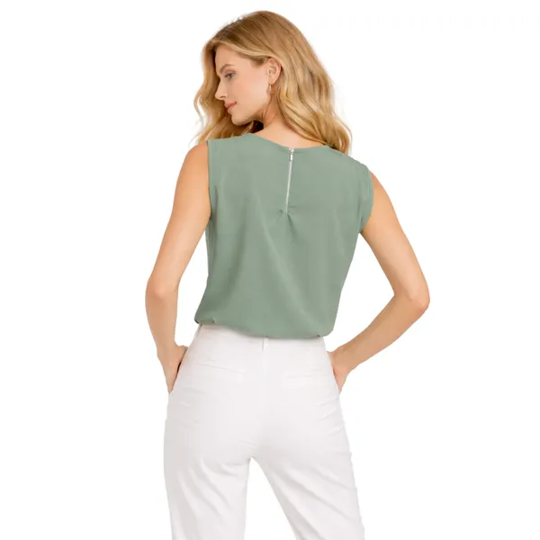 BLACKSMITH_Green_Draped_Cap_Sleeve_Formal_Office_Shirt_for_Women_|_Women_Stylish_Western_Tops