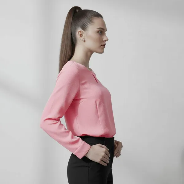 BLACKSMITH_Pink_Keyhole_Neck_Formal_Office_Shirt_for_Women_|_Women_Stylish_Western_Tops
