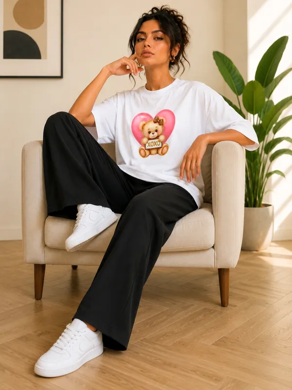 Blacksmith_White_XOXO_Teddy_Oversized_Rich_Cotton_Graphic_Print_T-Shirt_for_Women_&_Girls