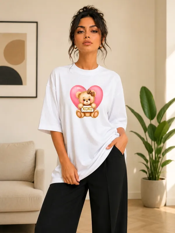 Blacksmith_White_XOXO_Teddy_Oversized_Rich_Cotton_Graphic_Print_T-Shirt_for_Women_&_Girls