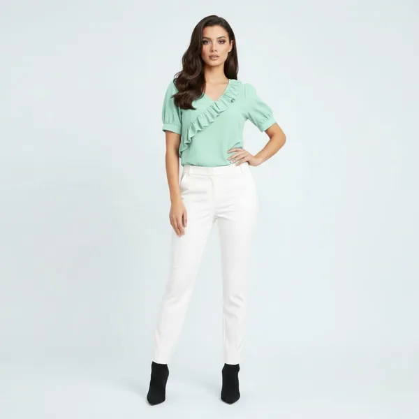 BLACKSMITH_Pale_Aqua_Ruffled_V-_Neck_Formal_Office_Shirt_for_Women_|_Women_Stylish_Western_Tops