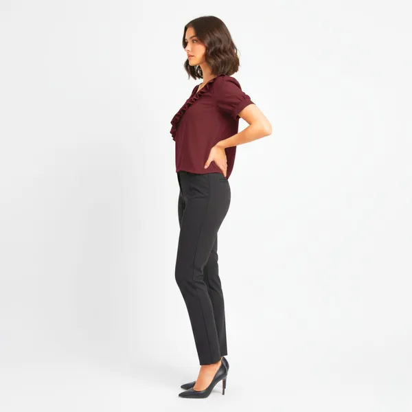 BLACKSMITH_Maroon_Ruffled_V-_Neck_Formal_Office_Shirt_for_Women_|_Women_Stylish_Western_Tops