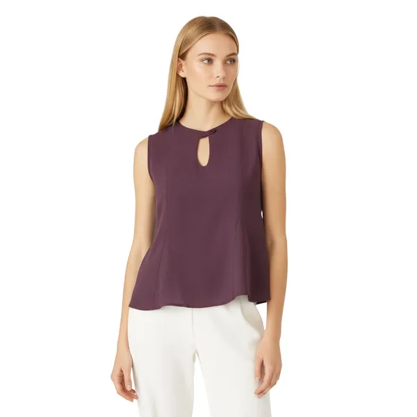 BLACKSMITH_Purple_Cutout_Shell_Formal_Office_Top_Shirt_for_Women_|_Women_Stylish_Western_Tops