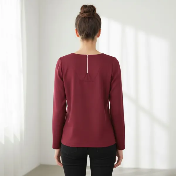 BLACKSMITH_Maroon_Keyhole_Neck_Formal_Office_Shirt_for_Women_|_Women_Stylish_Western_Tops