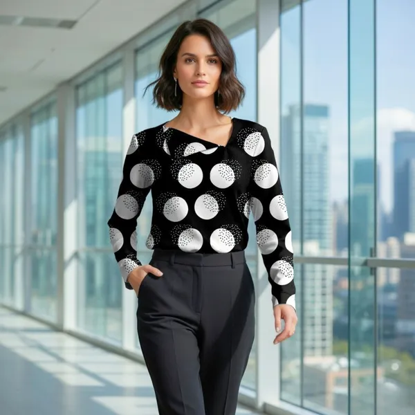 BLACKSMITH_Lunar_Speckle_Asymmetrical_Formal_Office_Shirt_for_Women_|_Women_Stylish_Western_Tops