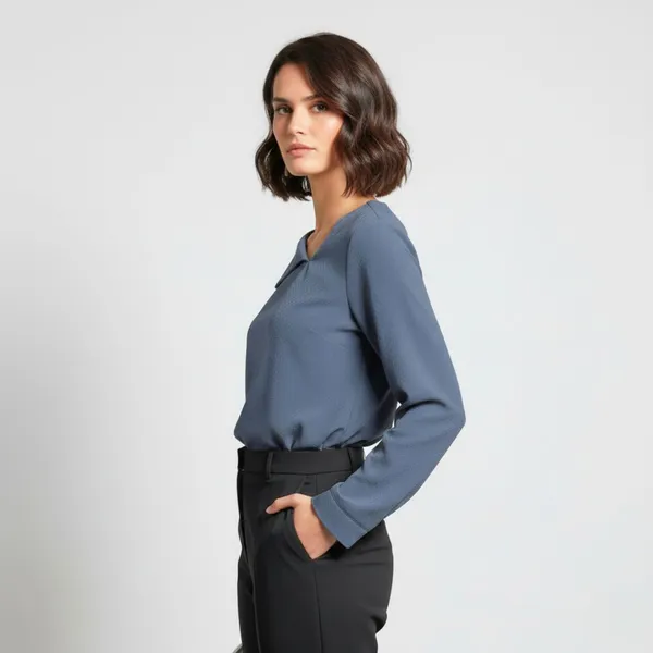 BLACKSMITH_Grey_Asymmetrical_Formal_Office_Shirt_for_Women_|_Women_Stylish_Western_Tops