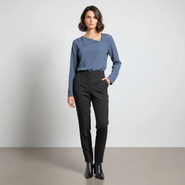 BLACKSMITH_Grey_Asymmetrical_Formal_Office_Shirt_for_Women_|_Women_Stylish_Western_Tops