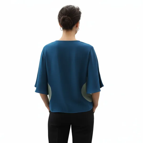 BLACKSMITH_Peacock_Layered_V-Neck_Dolman_Formal_Office_Shirt_for_Women_|_Women_Stylish_Western_Tops