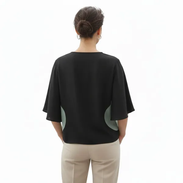 BLACKSMITH_Black_Layered_V-Neck_Dolman_Formal_Office_Shirt_for_Women_|_Women_Stylish_Western_Tops