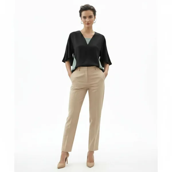 BLACKSMITH_Black_Layered_V-Neck_Dolman_Formal_Office_Shirt_for_Women_|_Women_Stylish_Western_Tops