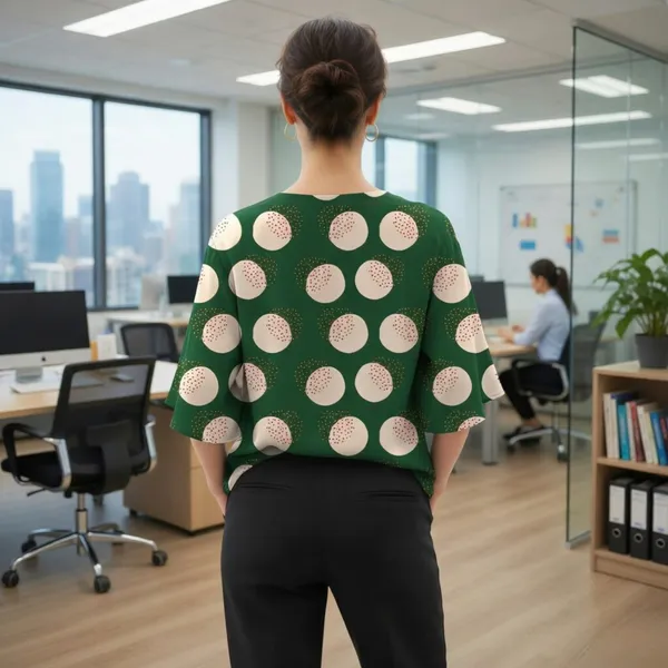 BLACKSMITH_Green_&_Beige_Lunar_Speckle_Layerd_V-Neck_Dolman_Formal_Office_Shirt_for_Women_|_Women_Stylish_Western_Tops
