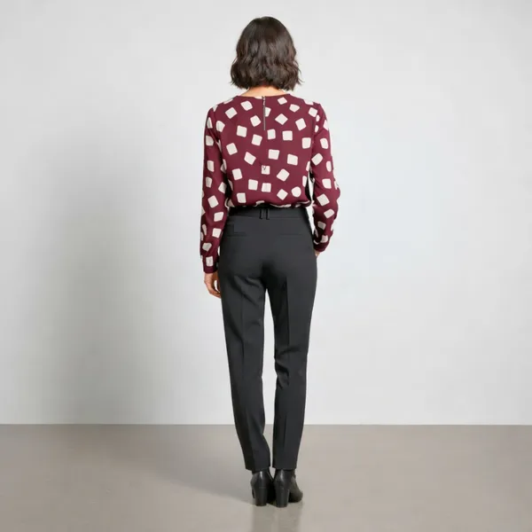 BLACKSMITH_Maroon_&_Beige_Cloud_Square_Asymmetrical_Formal_Office_Shirt_for_Women_|_Women_Stylish_Western_Tops