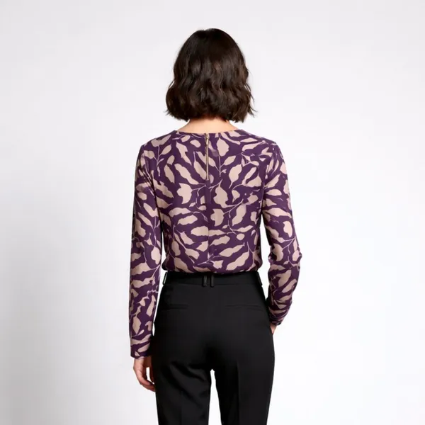 BLACKSMITH_Purple_&_Beige_Ivory_Leaf_Ivory_Leaf_Asymmetrical_Formal_Office_Shirt_for_Women_|_Women_Stylish_Western_Tops