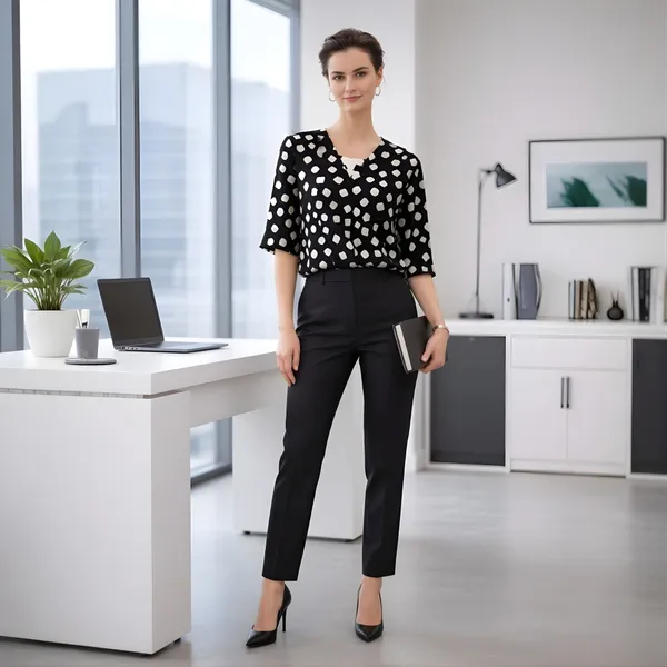 BLACKSMITH_Black_&_Beige_Cloud_Square_Layered_V-neck_Dolman_Sleeve_Formal_Office_Shirt_for_Women_|_Women_Stylish_Western_Tops