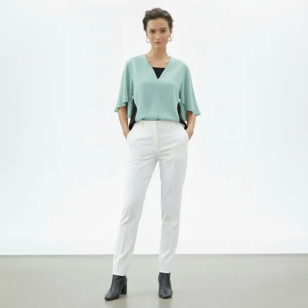 BLACKSMITH_Pale_Aqua_Layered_V-Neck_Dolman_Formal_Office_Shirt_for_Women_|_Women_Stylish_Western_Tops