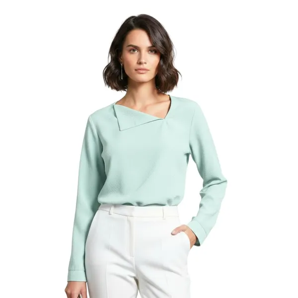 BLACKSMITH_Pale_Aqua_Asymmetrical_Formal_Office_Shirt_for_Women_|_Women_Stylish_Western_Tops