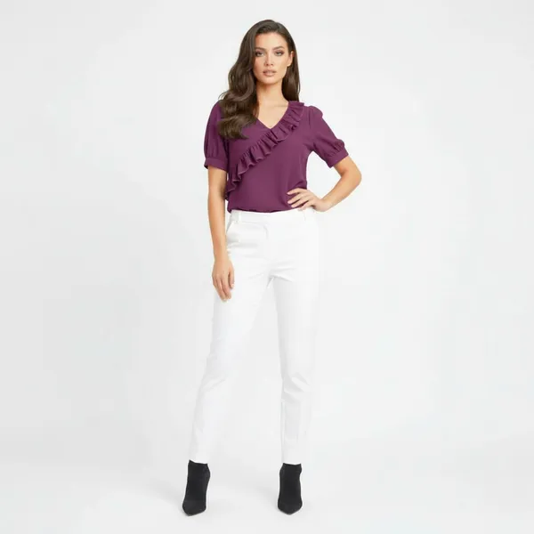 BLACKSMITH_Purple_Ruffled_V-_Neck_Formal_Office_Shirt_for_Women_|_Women_Stylish_Western_Tops