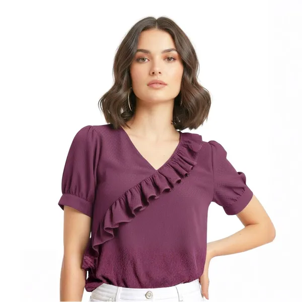 BLACKSMITH_Purple_Ruffled_V-_Neck_Formal_Office_Shirt_for_Women_|_Women_Stylish_Western_Tops