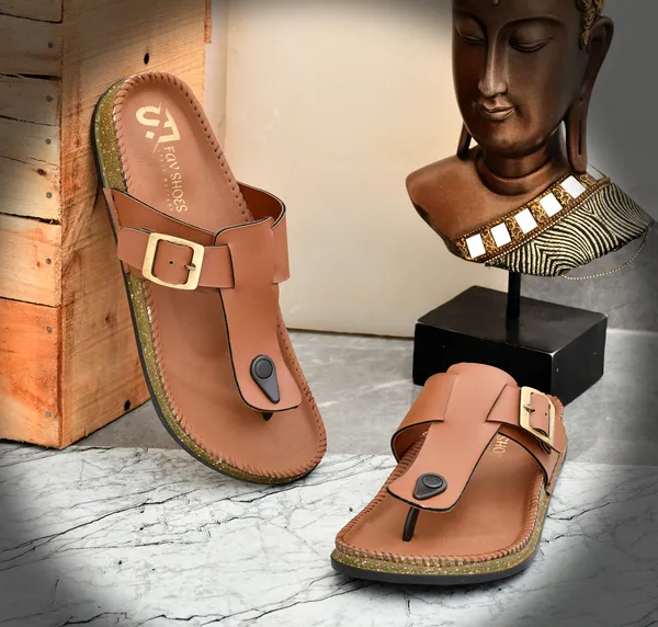 Tan_Premium_Synthetic_Leather_Flip_Flop_For_Men