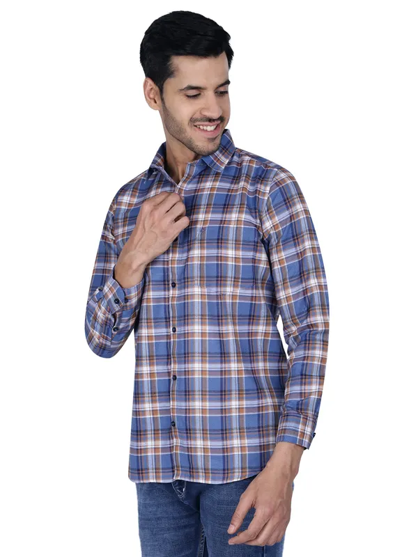 Blue_Cool_Check_100%Cotton_Shirt_For_Men