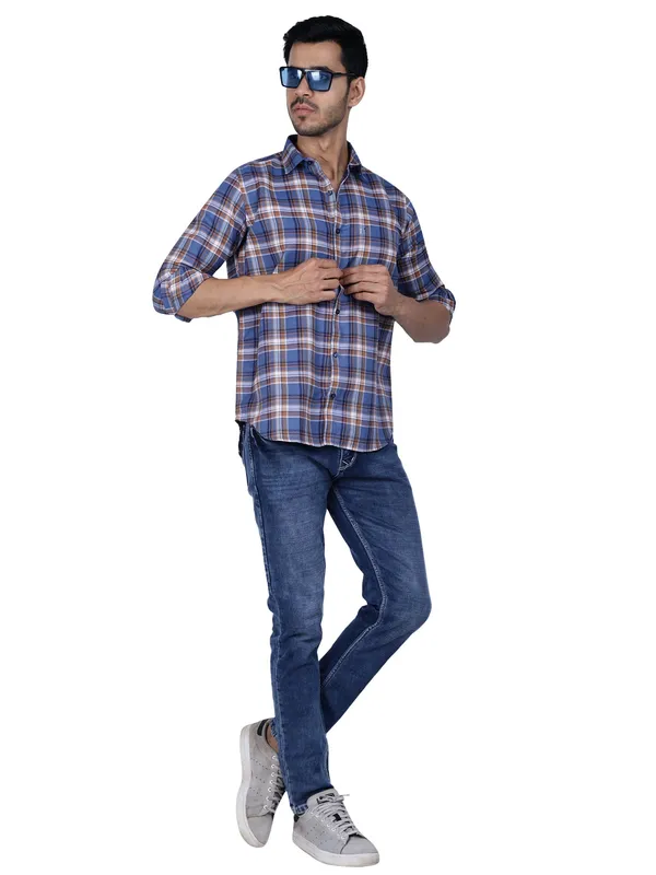 Blue_Cool_Check_100%Cotton_Shirt_For_Men