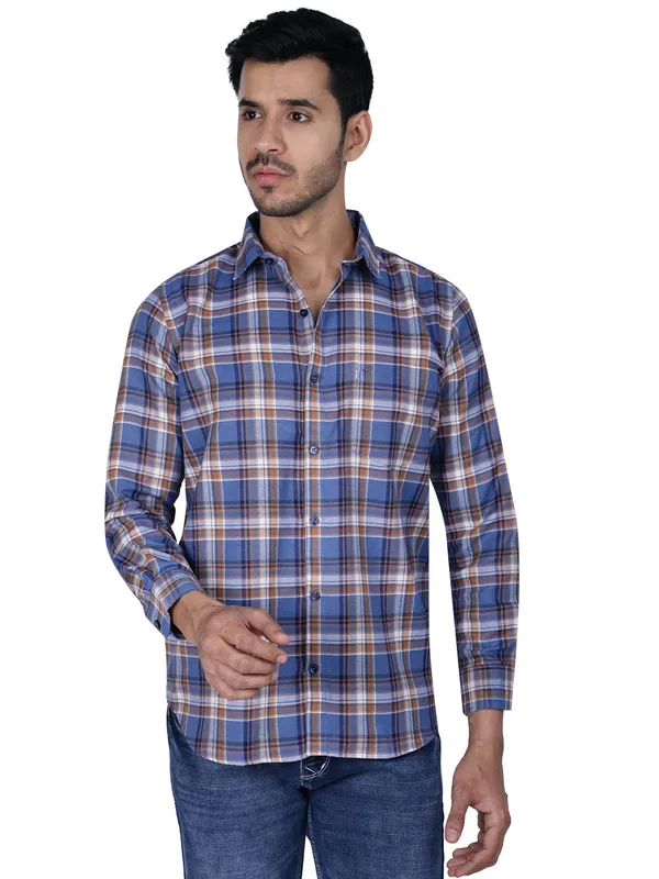Blue_Cool_Check_100%Cotton_Shirt_For_Men