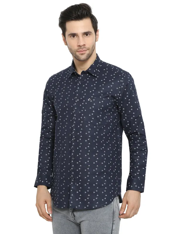 Navy_Blue_Printed_Cotton_Shirt_For_Men