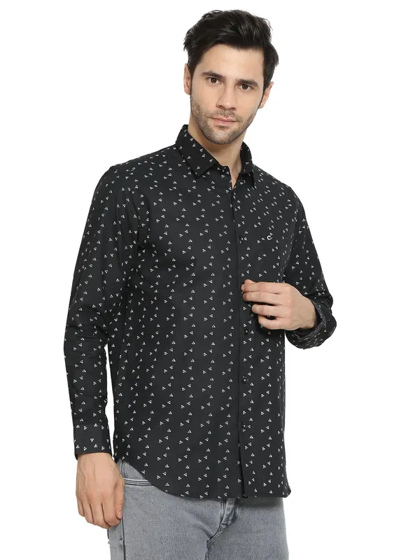Black_Polished_Printed_Pure_Cotton_Shirt_For_Men