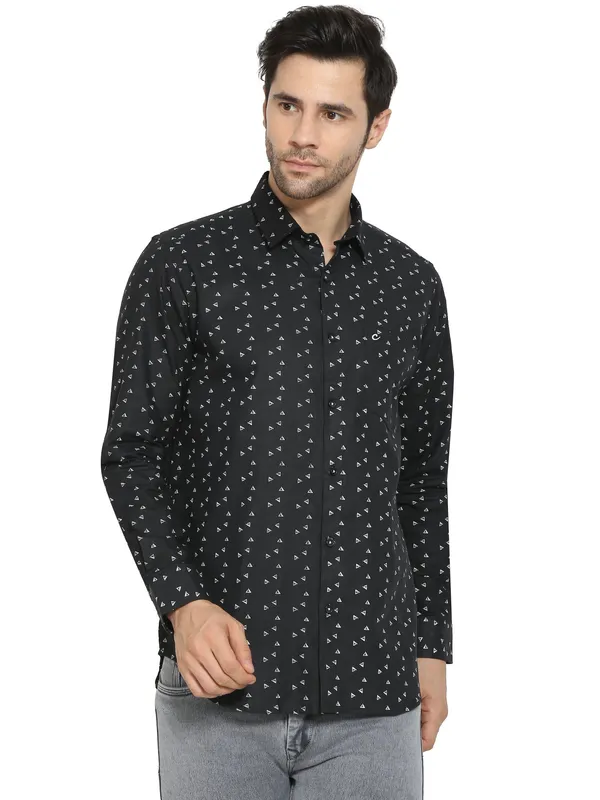Black_Polished_Printed_Pure_Cotton_Shirt_For_Men