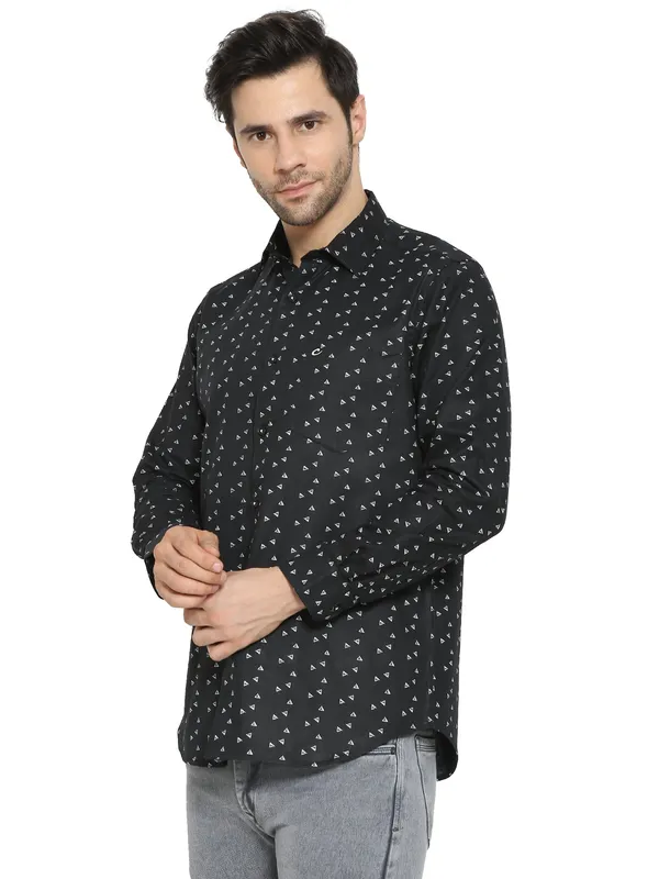 Black_Polished_Printed_Pure_Cotton_Shirt_For_Men
