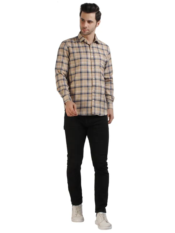 CreamCool_Check_100%Cotton_Shirt_For_Men