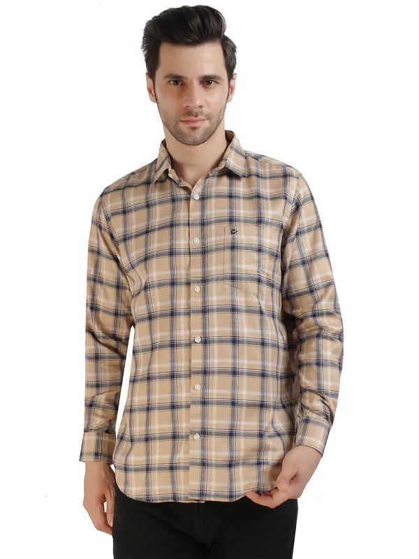 CreamCool_Check_100%Cotton_Shirt_For_Men