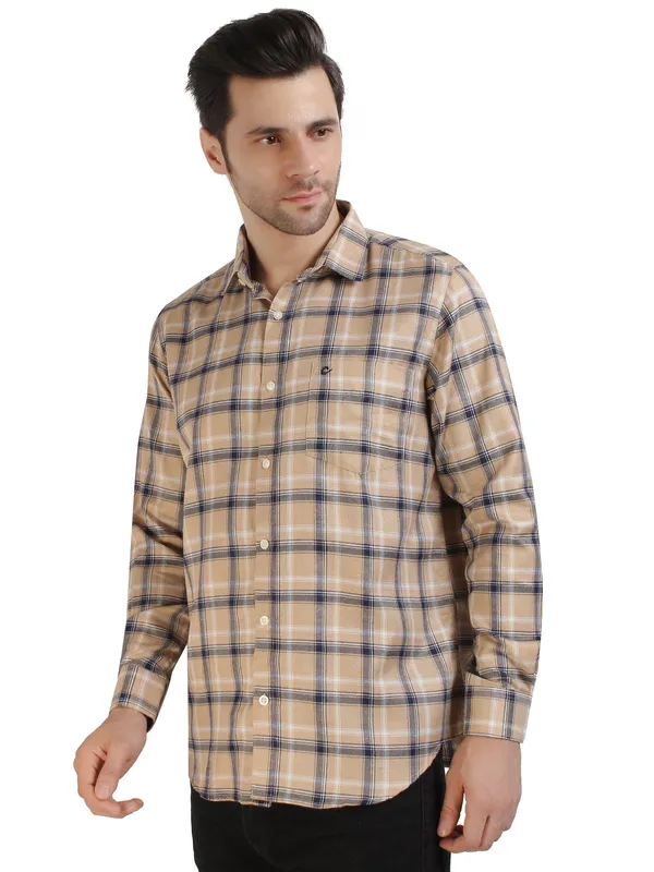 CreamCool_Check_100%Cotton_Shirt_For_Men