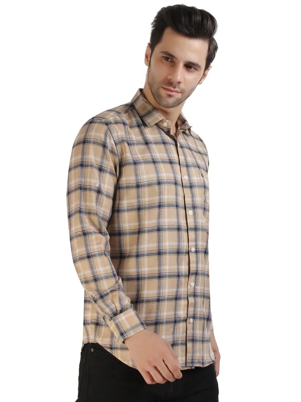 CreamCool_Check_100%Cotton_Shirt_For_Men