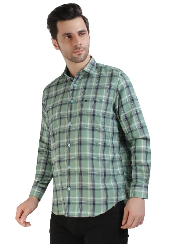 Green_Cool_Check_100%Cotton_Shirt_For_Men