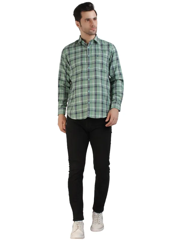 Green_Cool_Check_100%Cotton_Shirt_For_Men