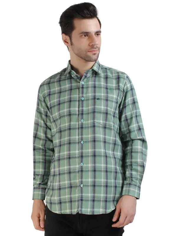Green_Cool_Check_100%Cotton_Shirt_For_Men