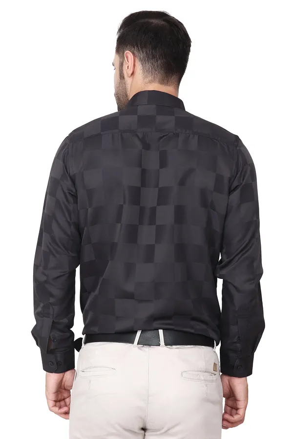 Black_Classic_100%Cotton_Check_Casual_Shirt_For_Men