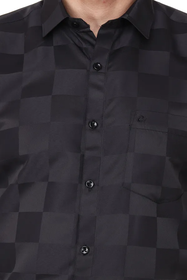 Black_Classic_100%Cotton_Check_Casual_Shirt_For_Men