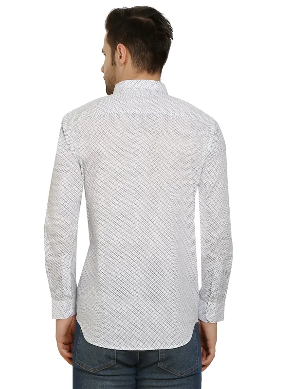 White_Polished_Printed_Micro_Design_Pure_Cotton_Shirt_For_Men