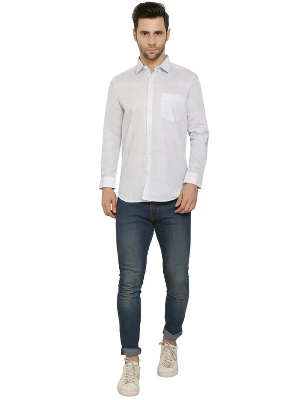 White_Polished_Printed_Micro_Design_Pure_Cotton_Shirt_For_Men