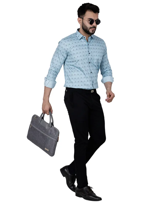 Blue_Herringbone_Printed_Shirt