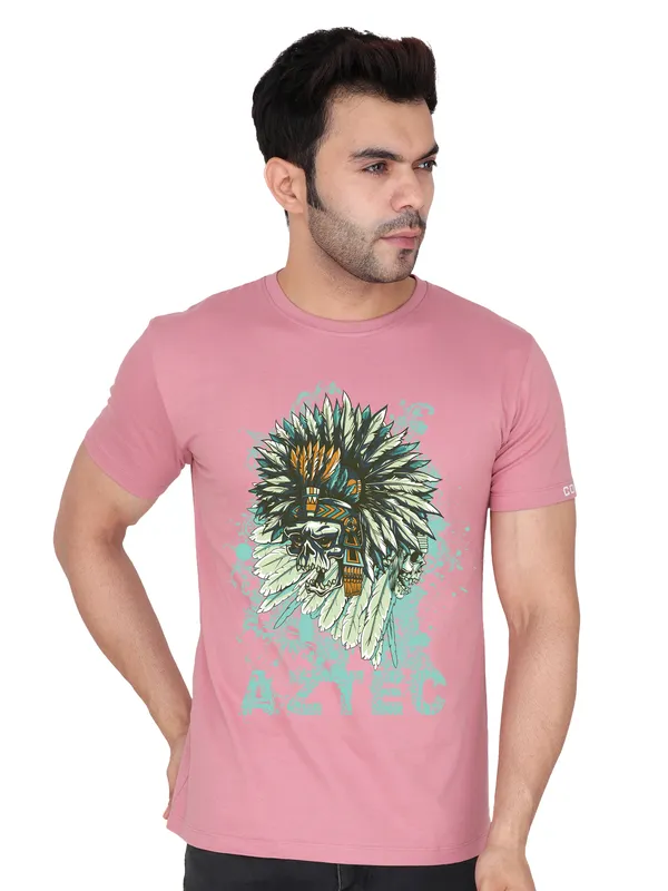 Rose_Pink_AZTEC_Printed_Tee_For_Men