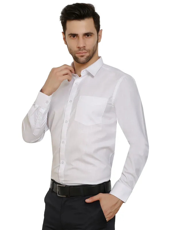 White_Classic_Cotton_Solid_Shirt_For_Men