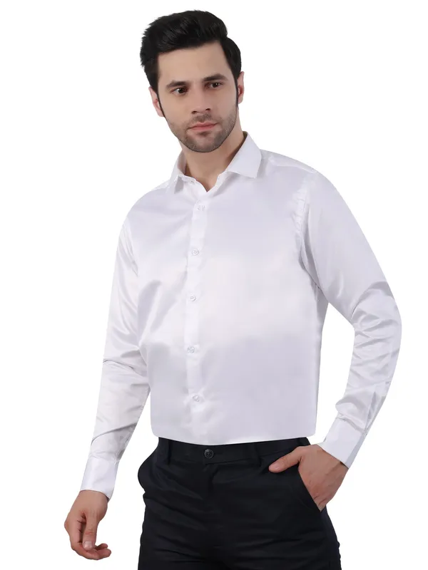 White_Satin_Regular_Fit_Long_Sleeve_Casual_Shirts_For_Men